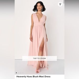 Lulus Heavenly Hues Blush Maxi Bridesmaid Dress XXS